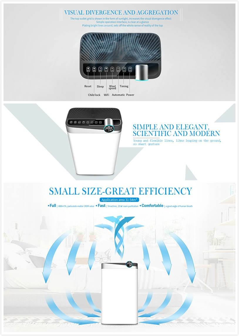 Portable Pm25 Oil Filter HEPA Design Appliance Ionizer Ozone Generator Personal Purifiers WiFi UVC Sterilizer Purifier Home Air